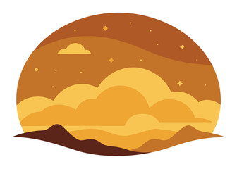 Dusk Sky with Golden Tones Vector Illustration Beautiful Twilight Horizon Scene with Warm Colors