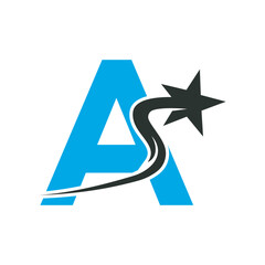 Star Logo combine with letter A vector template