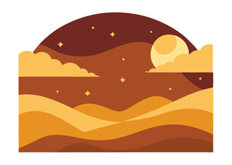 Dusk Sky with Golden Tones Vector Illustration Beautiful Twilight Horizon Scene with Warm Colors