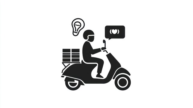 Delivery Scooter Icon, Digital Illustration