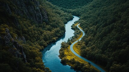 Fototapeta premium Winding Road Through a Verdant Valley