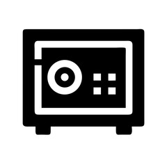 A solid and dependable icon of a safe, symbolizing security, protection of valuables, financial security, and the safeguarding of important assets and information.