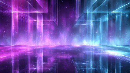 Obraz premium Vibrant purple and blue abstract grid background, modern digital design for websites presentations