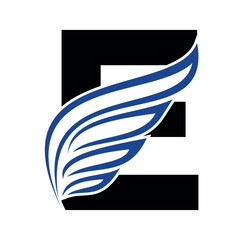 Falcon wing Logo combine with letter E vector template