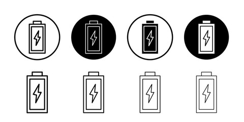 Charging battery icon Flat simple outline set