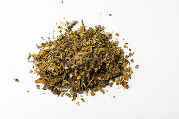 Dried catnip and white background