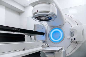 Cancer therapy, advanced medical linear accelerator in the therapeutic oncology to treat patients...