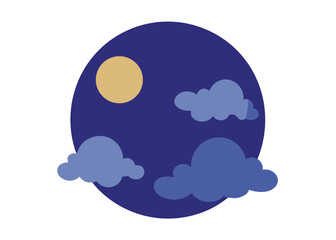 Full Moon with Clouds in the Night Sky Vector Illustration Glowing Lunar Landscape Scene Design