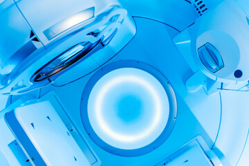 Cancer therapy, state-of-the-art medical linear gas pedal in therapeutic oncology. Concept of...