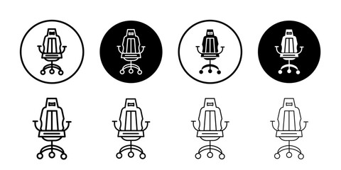 Gaming armchair icon Flat simple outline set