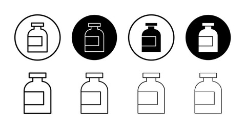 injection vial icon Flat simple outline set