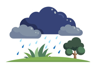 Hailstorm Sky Scene with Ice and Clouds Vector Illustration Stormy Weather Background Design