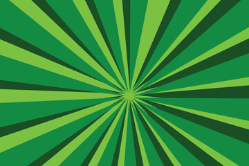 Green sun rays background with halftone. Cartoon funny retro pattern strip mock up.