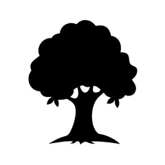 Black tree silhouette vector graphic for nature designs tree illustration and tree art projects