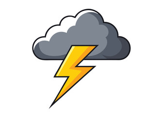 Lightning Bolt in Stormy Sky Vector Illustration Dramatic Weather Scene with Thunder and Clouds