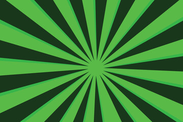 Green sun rays background with halftone. Cartoon funny retro pattern strip mock up.