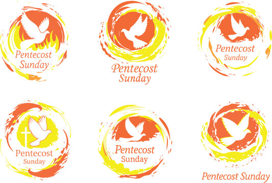 Pentecost Sunday logo icon white dove