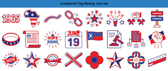 Fototapeta premium Juneteenth Freedom Day Icons Set: Emancipation, Celebration, History