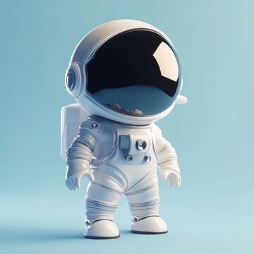 Glossy 3D Astronaut Standing in Futuristic Style