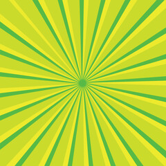 Abstract background with rays retro starburst. Funky ray elements, circle motifs, reminiscent of circus themes. Green and white twisted swirl