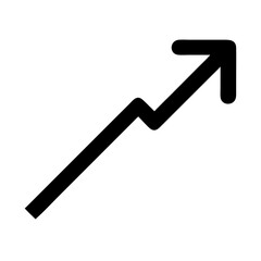 Arrow trending upward icon for business growth and success showing positive market direction