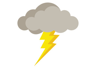 Lightning Bolt in Stormy Sky Vector Illustration Dramatic Weather Scene with Thunder and Clouds