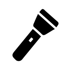 Black flashlight icon vector illustration for camping hiking and outdoor adventure equipment design
