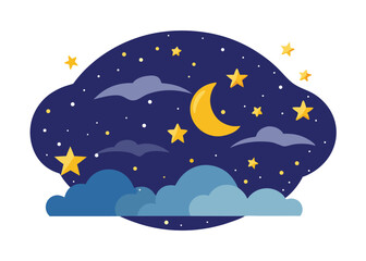 Obraz premium Night Sky with Stars Vector Illustration Deep Space Scene with Glowing Celestial Bodies Design