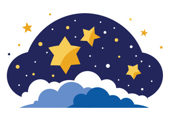 Night Sky with Stars Vector Illustration Deep Space Scene with Glowing Celestial Bodies Design