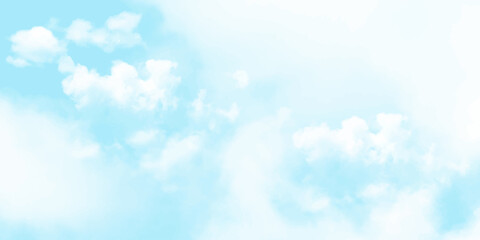 Blue sky with white cloud Vector cartoon nature background of Spring before sunset with bright sunlight	