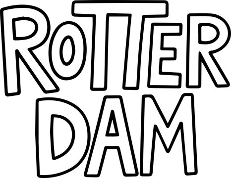 Rotterdam City Name Outline Design.