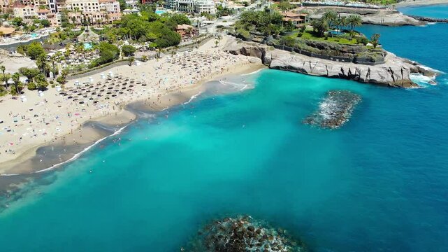 El Duque beach and coastline in Tenerife. Adeje coast Canary island, Spain