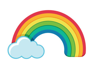 Rainbow in the Sky Vector Illustration Bright Colors and Clouds in a Beautiful Weather Scene