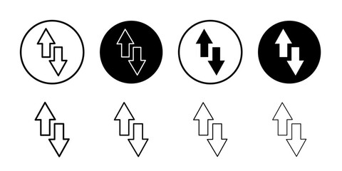 Up and down arrows icon Flat simple outline set
