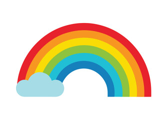 Rainbow in the Sky Vector Illustration Bright Colors and Clouds in a Beautiful Weather Scene
