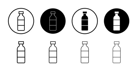 Water bottle icon Flat simple outline set