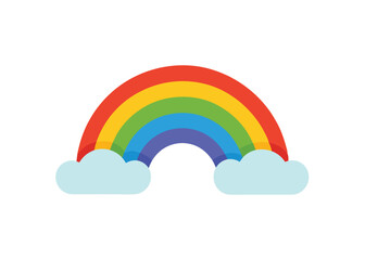 Rainbow in the Sky Vector Illustration Bright Colors and Clouds in a Beautiful Weather Scene