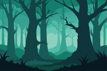 spooky halloween landscape with trees