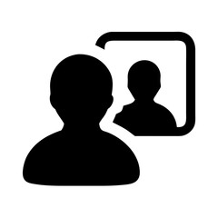 Video call icon online meeting conference virtual communication remote work symbol silhouette