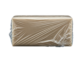 Wrapped Package: A neatly wrapped package, protected by transparent film, presents a visual metaphor of delivery and anticipation.