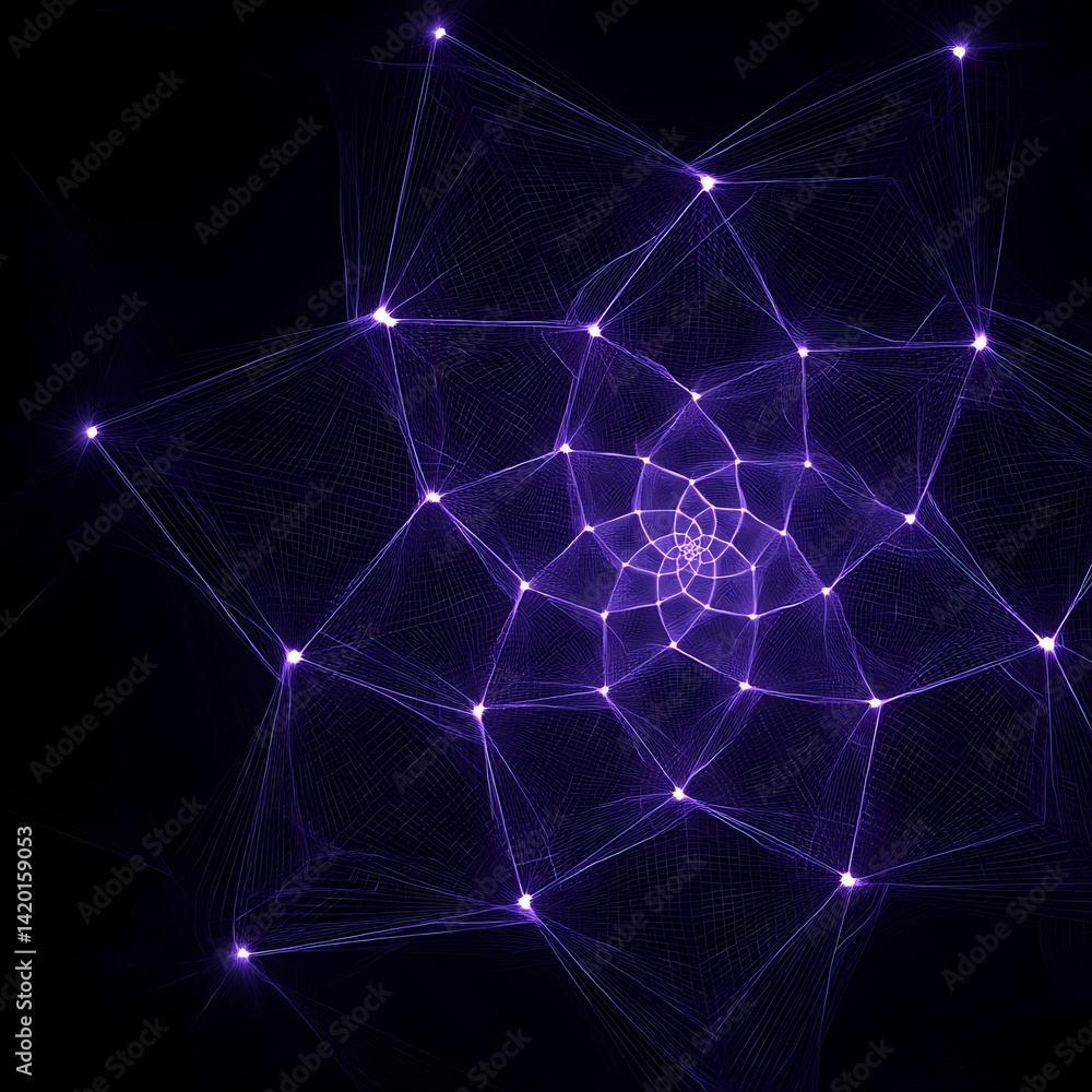 Poster geometric networked star with bright nodes connected by lines on a dark backdrop design element.