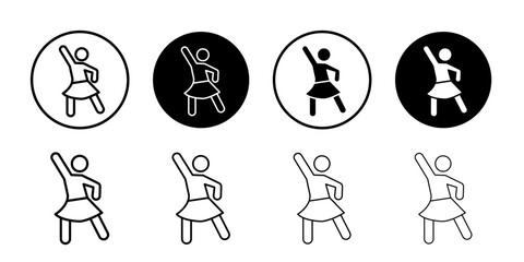 woman dancing icon Flat simple outline set