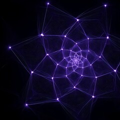 Geometric Networked Star with Bright Nodes Connected by Lines on a Dark Backdrop Design Element.