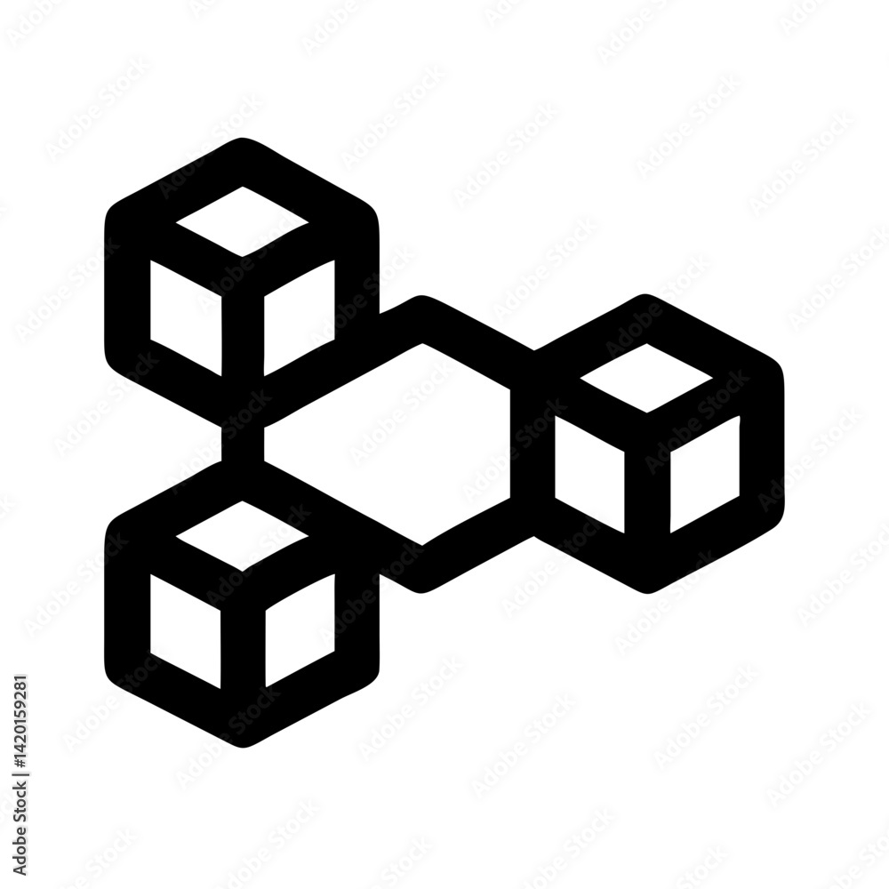 Poster Cube network connection block chain data structure abstract geometric design element icon symbol
