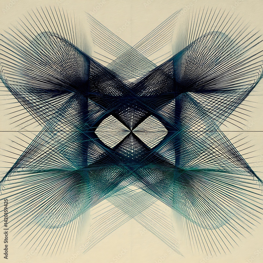 Poster geometric resonance composition displaying symmetry and precision artistically achieved through line