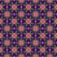 seamless pattern with Ikat flowers
