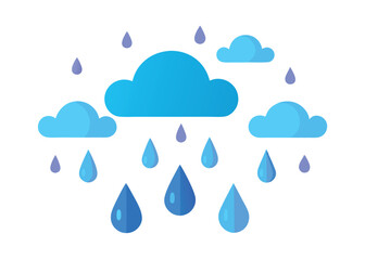 Sky with Rain Droplets Falling Vector Illustration Wet Weather Scene with Falling Raindrops