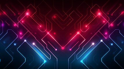 Obraz premium Abstract technology background, glowing lines and dots connecting in a futuristic network design