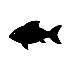 Isolated black fish silhouette vector image for fishing logo design or ocean life illustration art