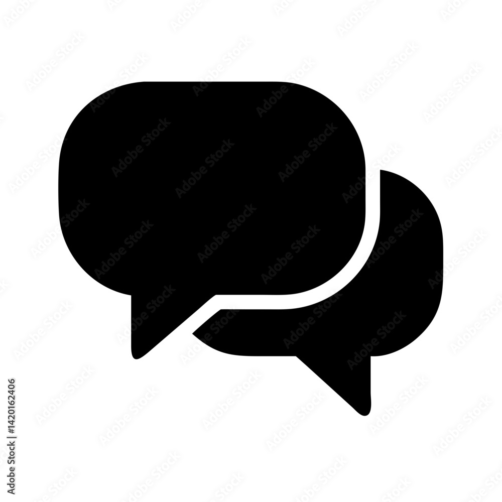 Poster two black speech bubbles communication icon conversation dialogue message talking chatting concept d
